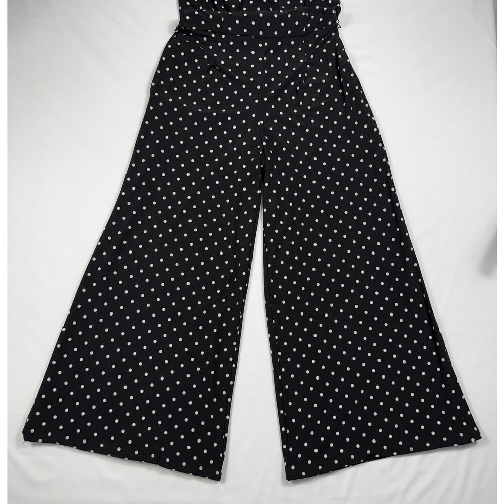 Lauren Ralph Lauren Polka Dot Wide Leg Jumpsuit Black White Sz 2 short sleeve - Picture 5 of 16